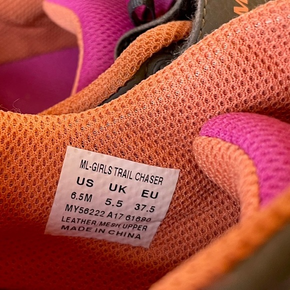 Merrell Girls 6.5 Trail Chaser Hiking Shoes Sneakers Gray Pink - Picture 11 of 11